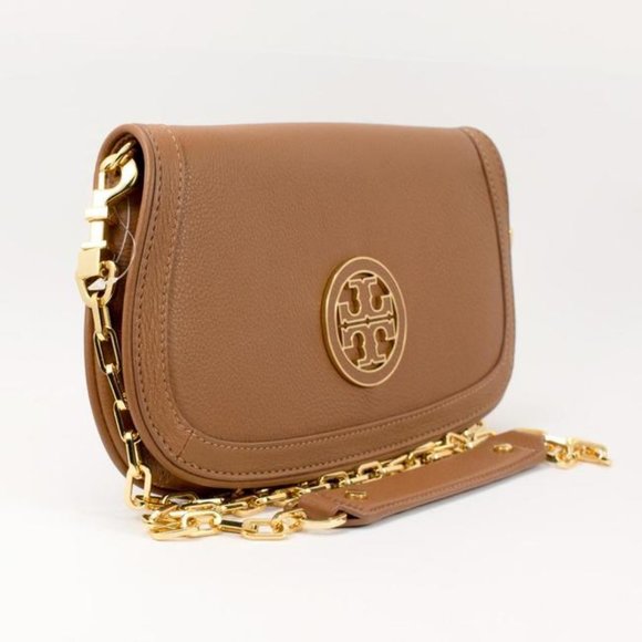 Tory Burch Amanda Logo Clutch Bag Royal Tan - Picture 4 of 6
